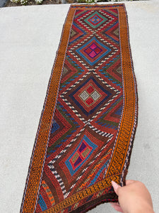2x7 (60x200) Handmade Afghan Kilim Runner Rug | Chocolate Brown Crimson Brick Red Royal Blue Ivory Charcoal Grey Orange Rose Pink Olive Moss