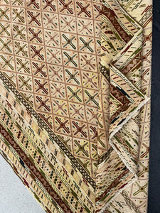 5x6 (150x215) Handmade Afghan Rug | Cream Beige Olive Green Crimson Red Chocolate Brown Black Taupe | Geometric Wool Barjasta Mishwani
