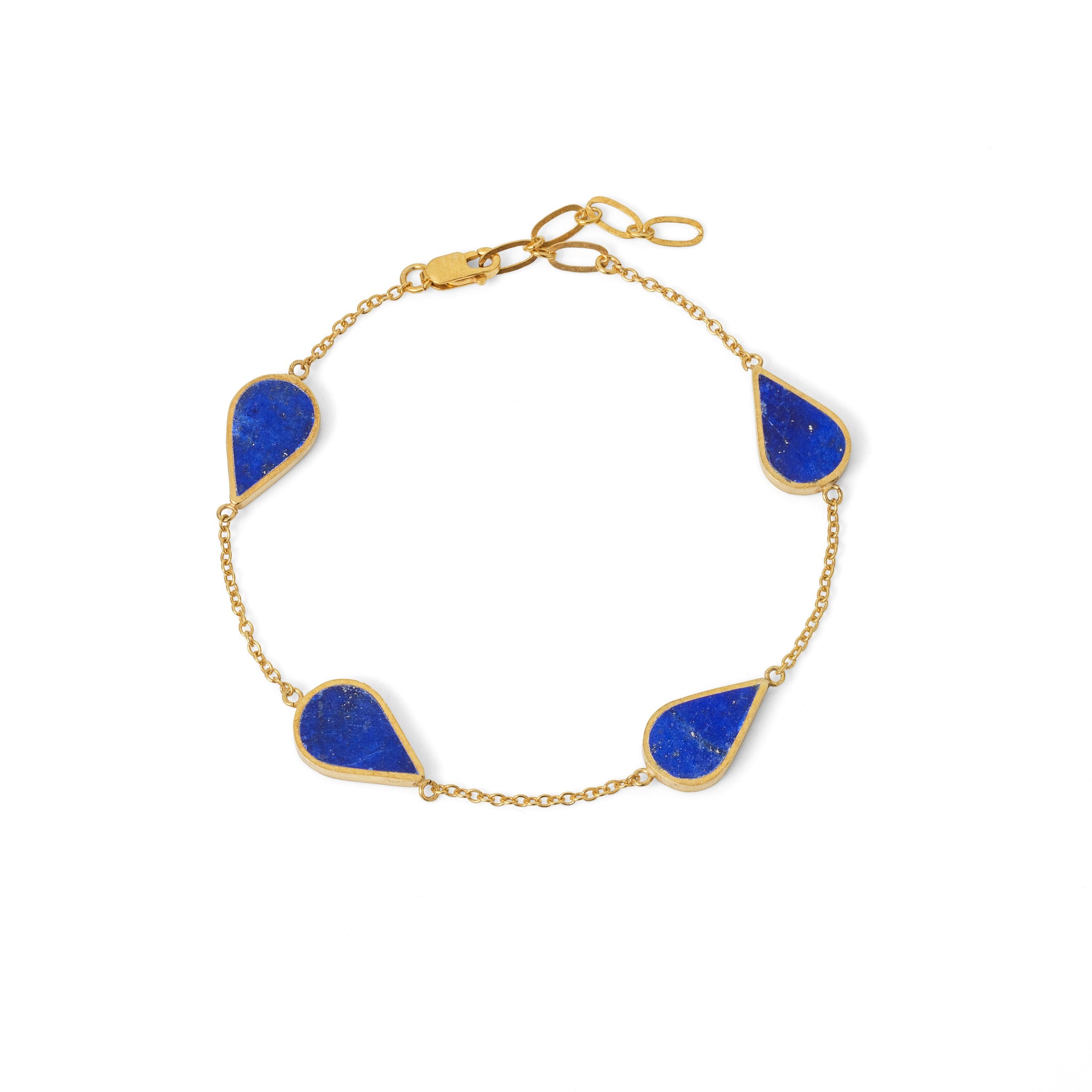 Handmade Afghan Blue Gemstone Lapis Lazuli Drop Gold Chain Bracelet Elegant Inspired Jewelry Boho Chic Ear Accessories Gift for Her