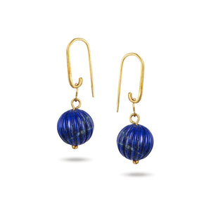 Handmade Afghan Earrings Blue Gemstone Lapis Lazuli Drop Gold Dangle Elegant Inspired Jewelry Boho Chic Ear Accessories Gift for Her