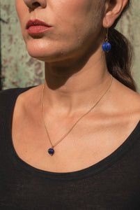 Handmade Afghan Earrings Blue Gemstone Lapis Lazuli Drop Gold Dangle Elegant Inspired Jewelry Boho Chic Ear Accessories Gift for Her