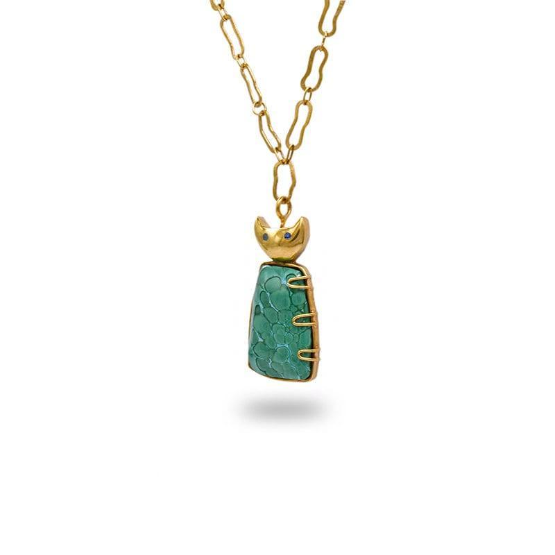 Naazi - Handmade Green Malachite Gemstone Pendant Necklace