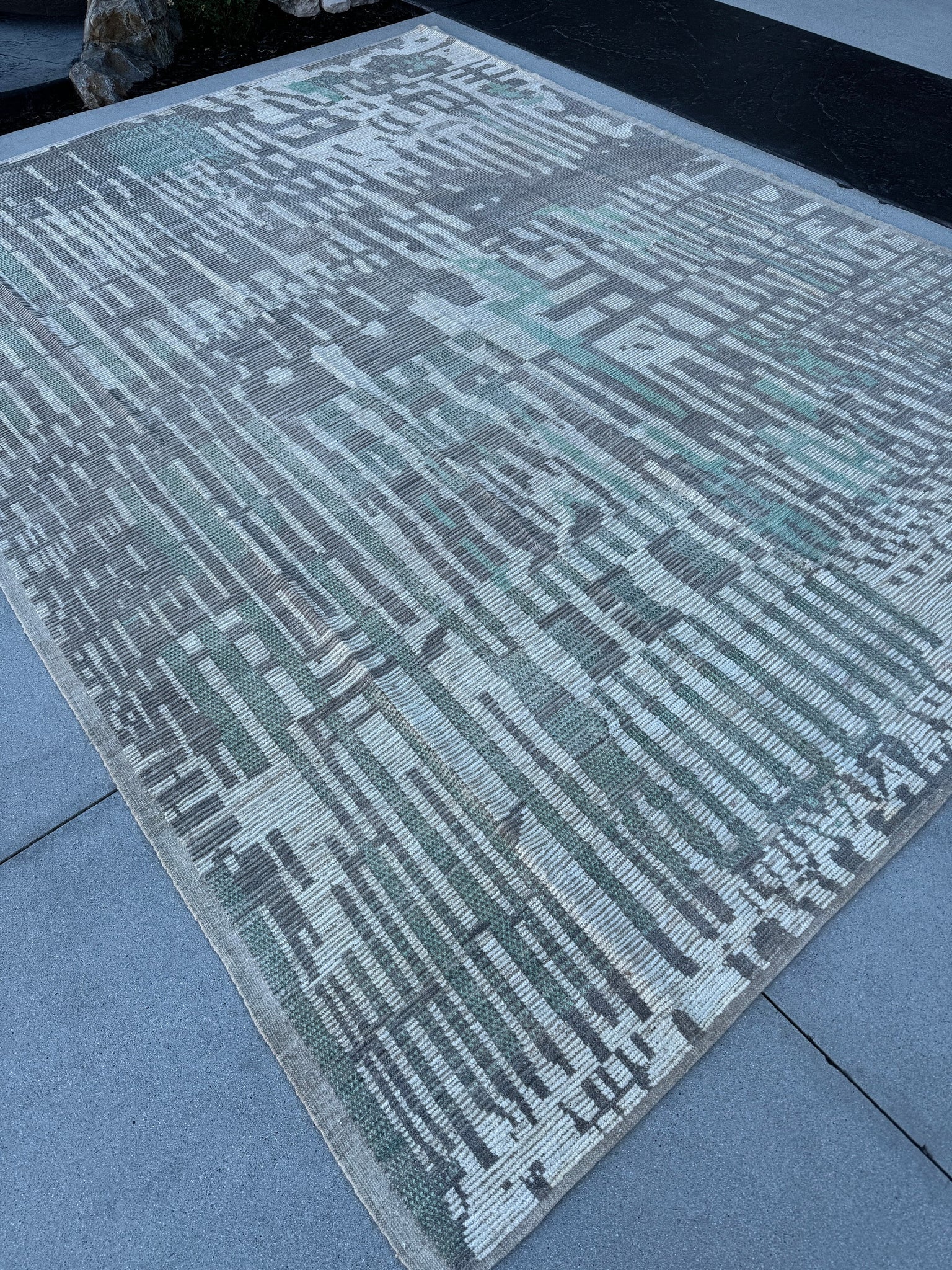 10x12-13 Handmade Afghan Moroccan Rug | Charcoal Grey Beige White Ivory Lime Green| Contemporary Wool Hand Knotted