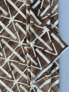7x10 (213x305) Handmade Afghan Kilim Rug | Mocha Chocolate Brown Cream White | Flatweave Wool Flatwoven Boho