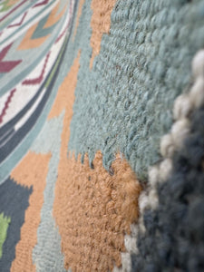 5x7 Handmade Afghan Kilim Rug | Charcoal Grey White Cream Moss Green Orange Purple | Flatweave Wool Kilim Outdoor/Indoor