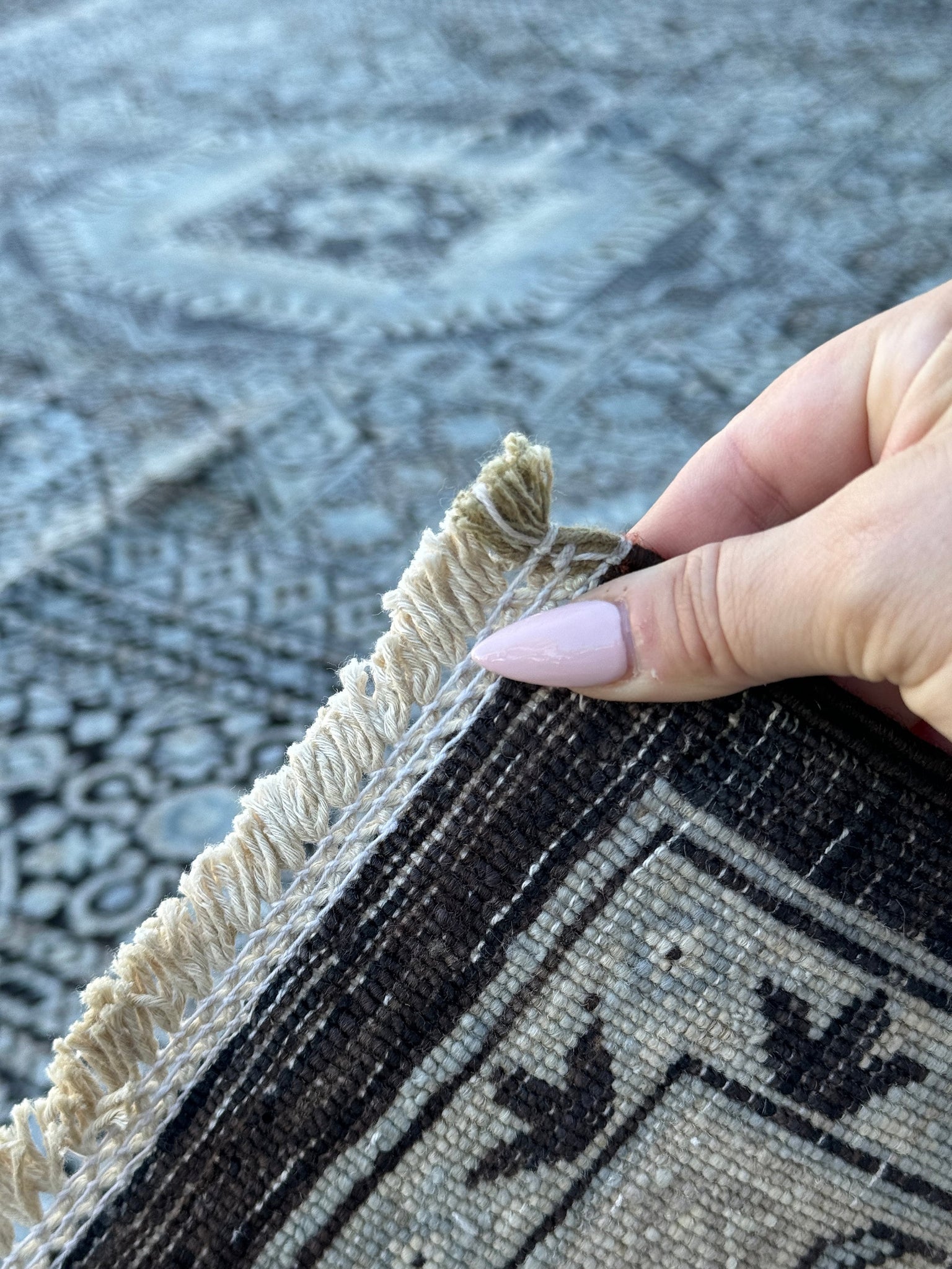 8x10 (244x305) Handmade Afghan Rug | White Ivory Black Sky Powder Blue | Wool Hand Knotted Mamluk Medallion Egyptian