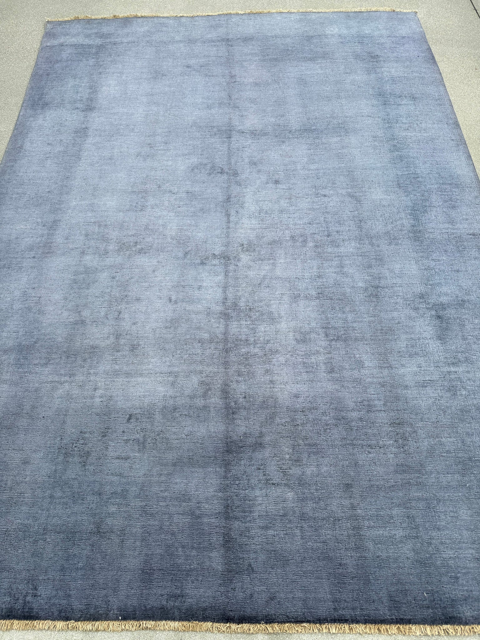 5-6x8 Handmade Afghan Rug | Prussian Denim Blue Cadet Grey Gray | Wool Hand Knotted Muted Solid